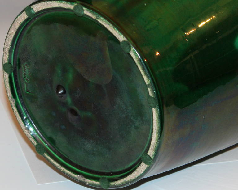Terracotta Grande vaso giapponese Awaji Pottery con crisantemi in vendita