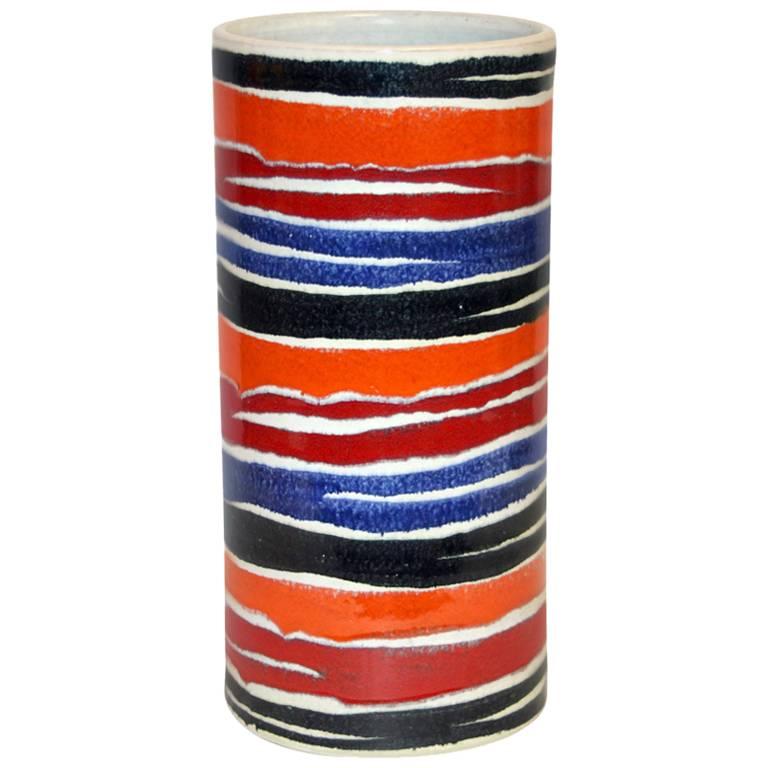 Bagni for Raymor Vintage Italian Art Pottery Floor Vase Stick Stand For Sale