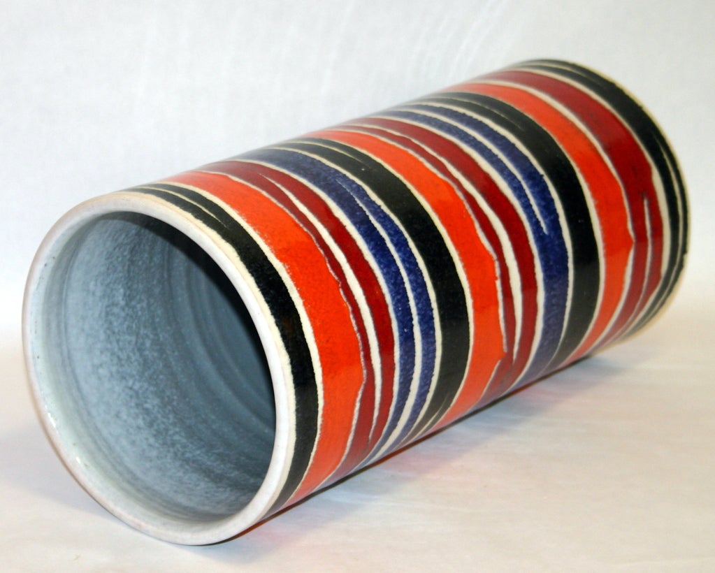 Turned Bagni for Raymor Vintage Italian Art Pottery Floor Vase Stick Stand For Sale