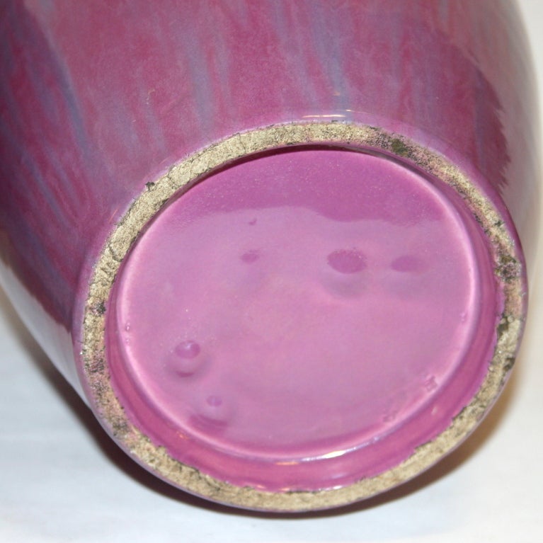 Mid-20th Century Pair Awaji Pottery Art Deco Pink Flambé Ginger Jars Large Garniture