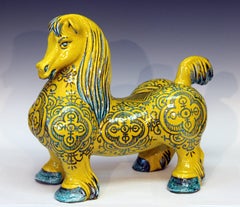 Huge Vintage Italian Pottery Atomic Yellow Glaze Horse Figure Pugi Raymor