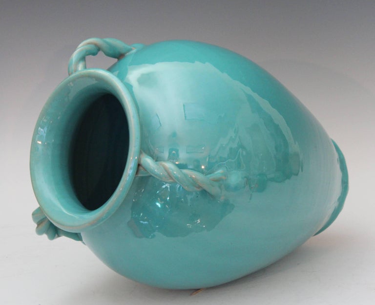 Vintage North Carolina Art Pottery Royal Crown Rope Twist Handle Signed ...