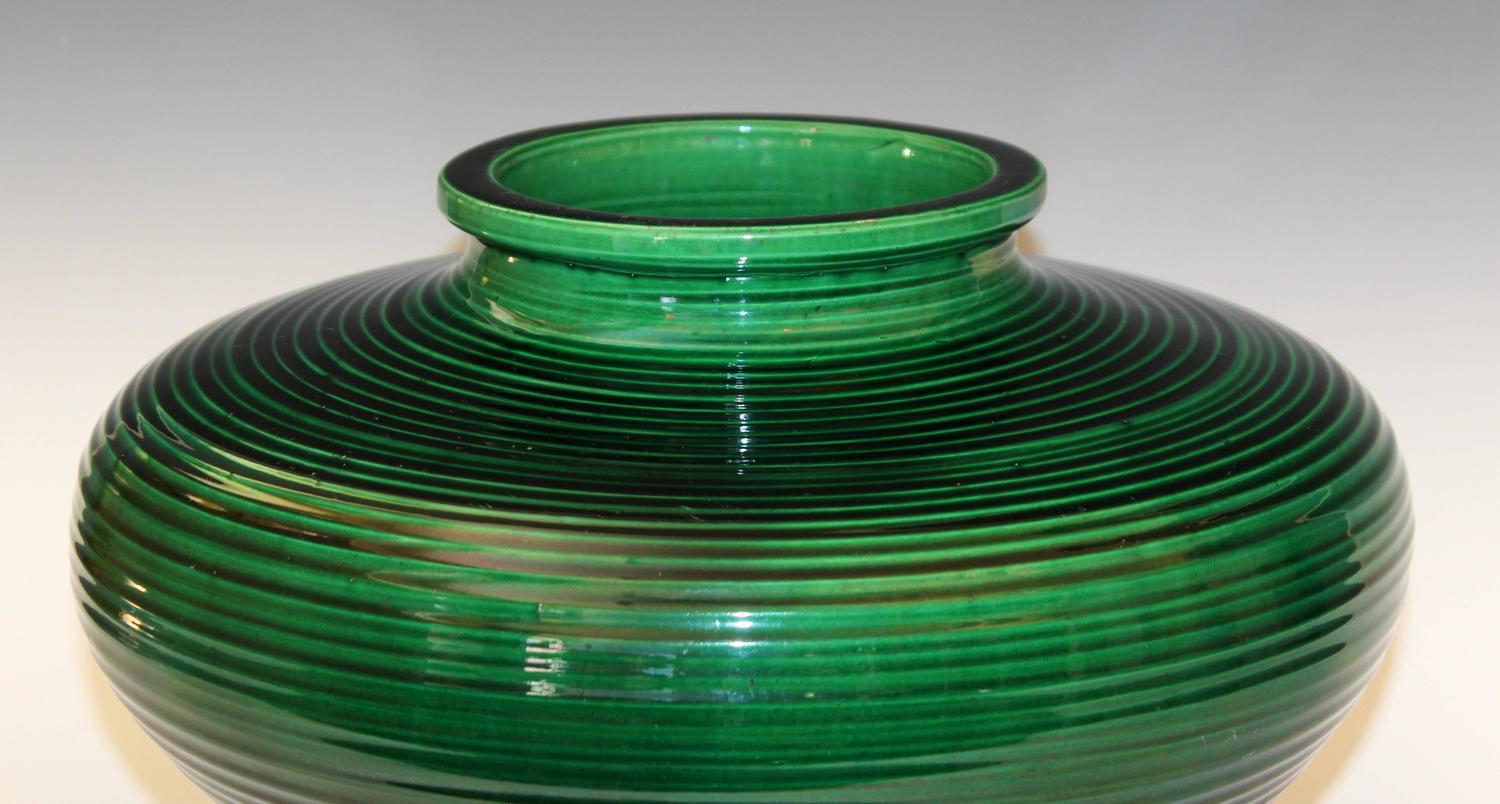 Large Awaji Pottery WideShouldered Ripple Ware Vase at 1stdibs