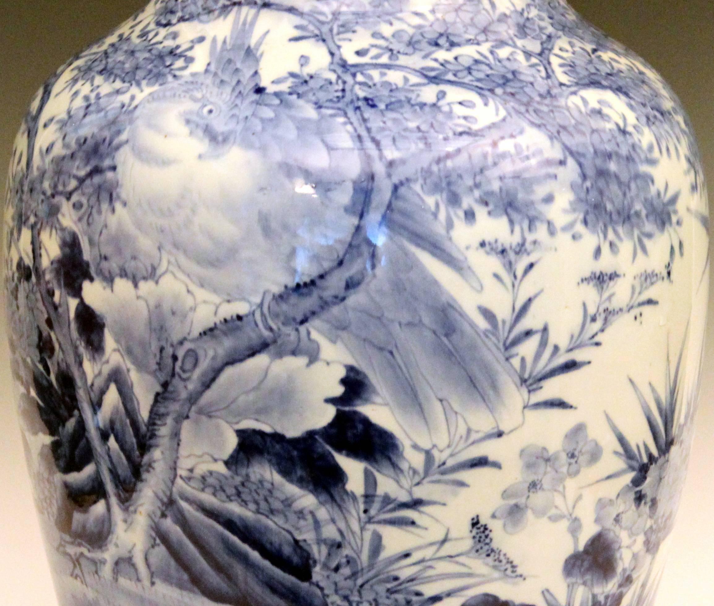 Large Antique Japanese Arita Blue and White Porcelain Vase 2