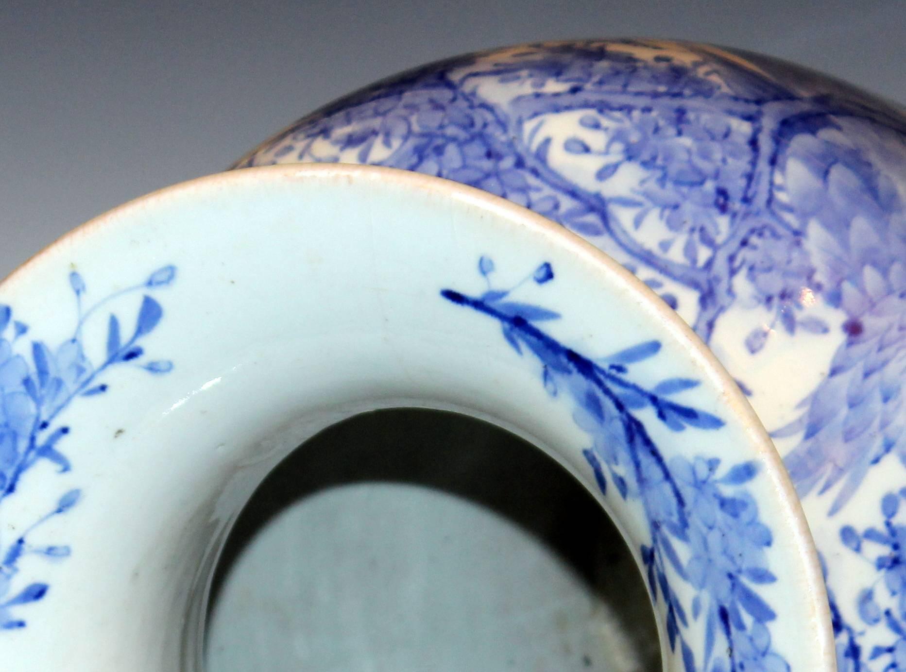 19th Century Large Antique Japanese Arita Blue and White Porcelain Vase