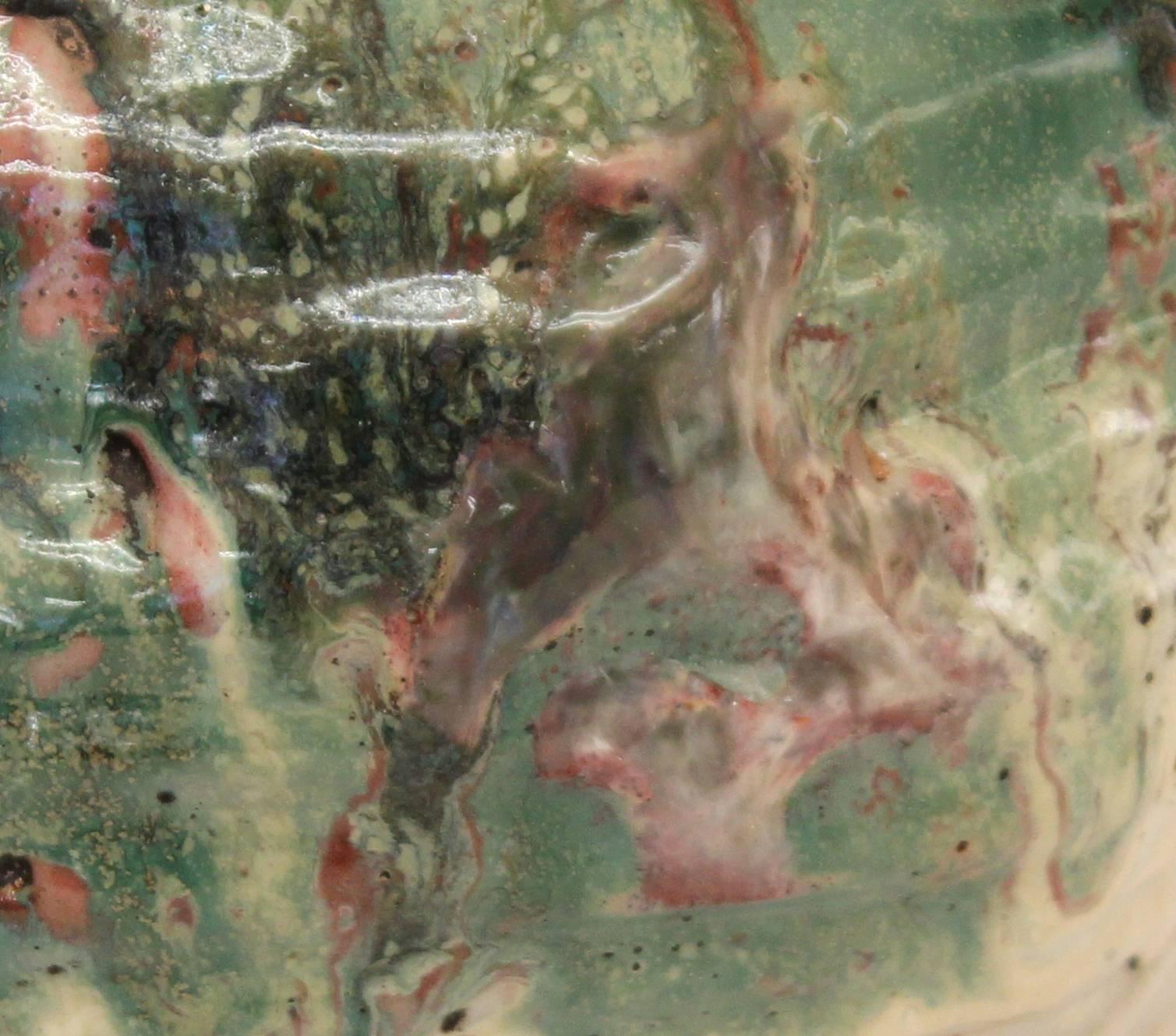 Awaji Pottery Vase Manipulated Tea Ceremony Zen Japanese Volcanic Drip Glaze In Excellent Condition In Wilton, CT