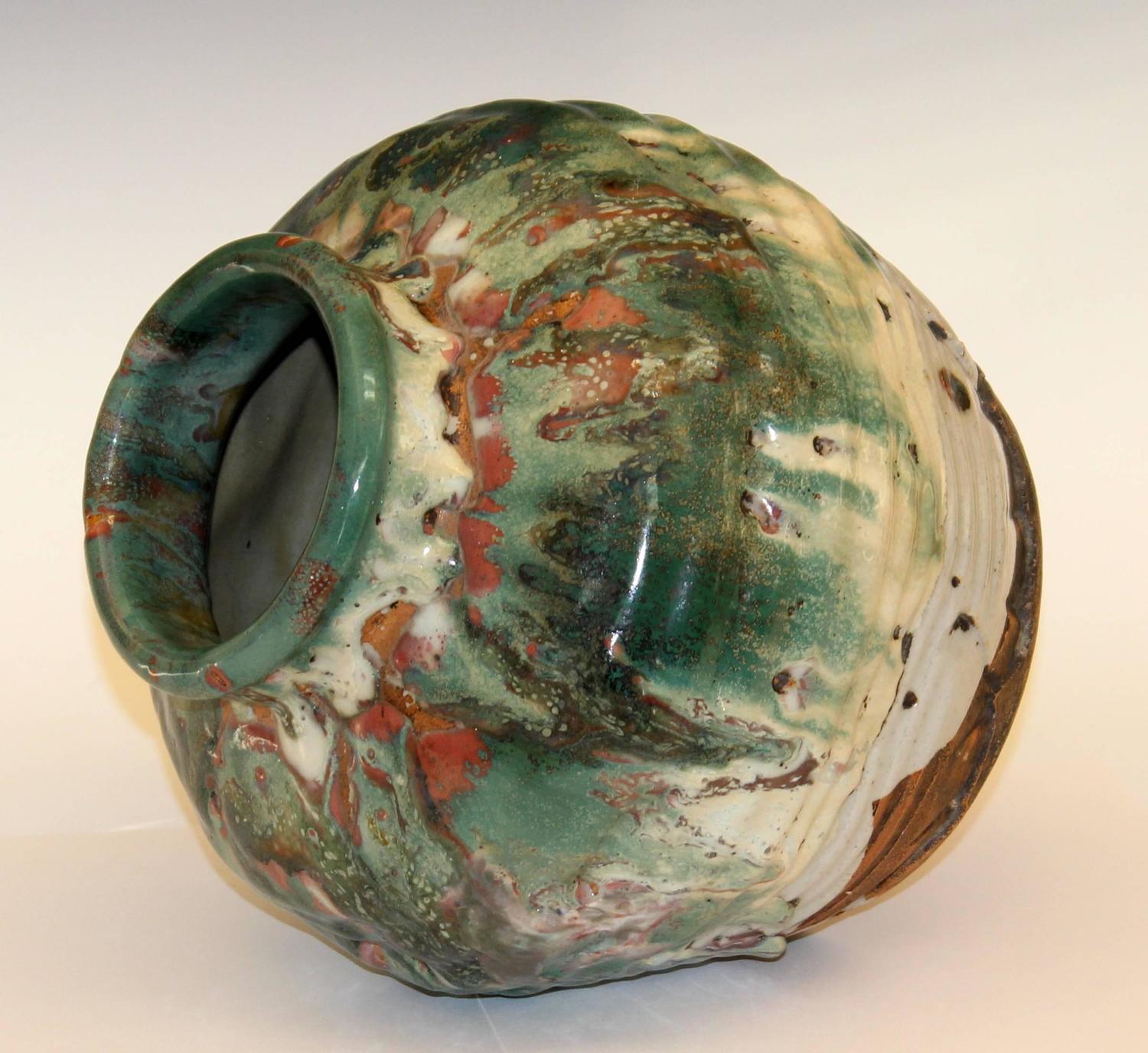 Awaji Pottery Vase with Volcanic Drip Glaze For Sale at 1stdibs