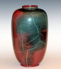 Richard Uhlemeyer Jarrón chino alemán de esmalte craquelado flambeado