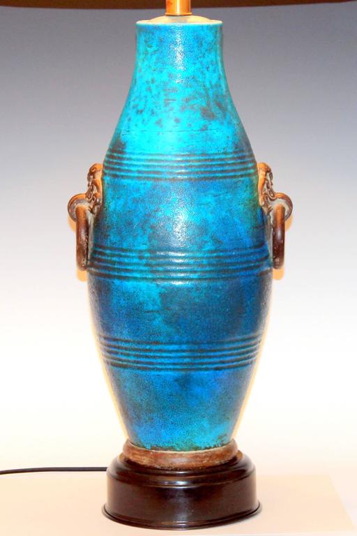 Italian Ming Zaccagnini Vintage Italian Pottery Turquoise Ring Handle