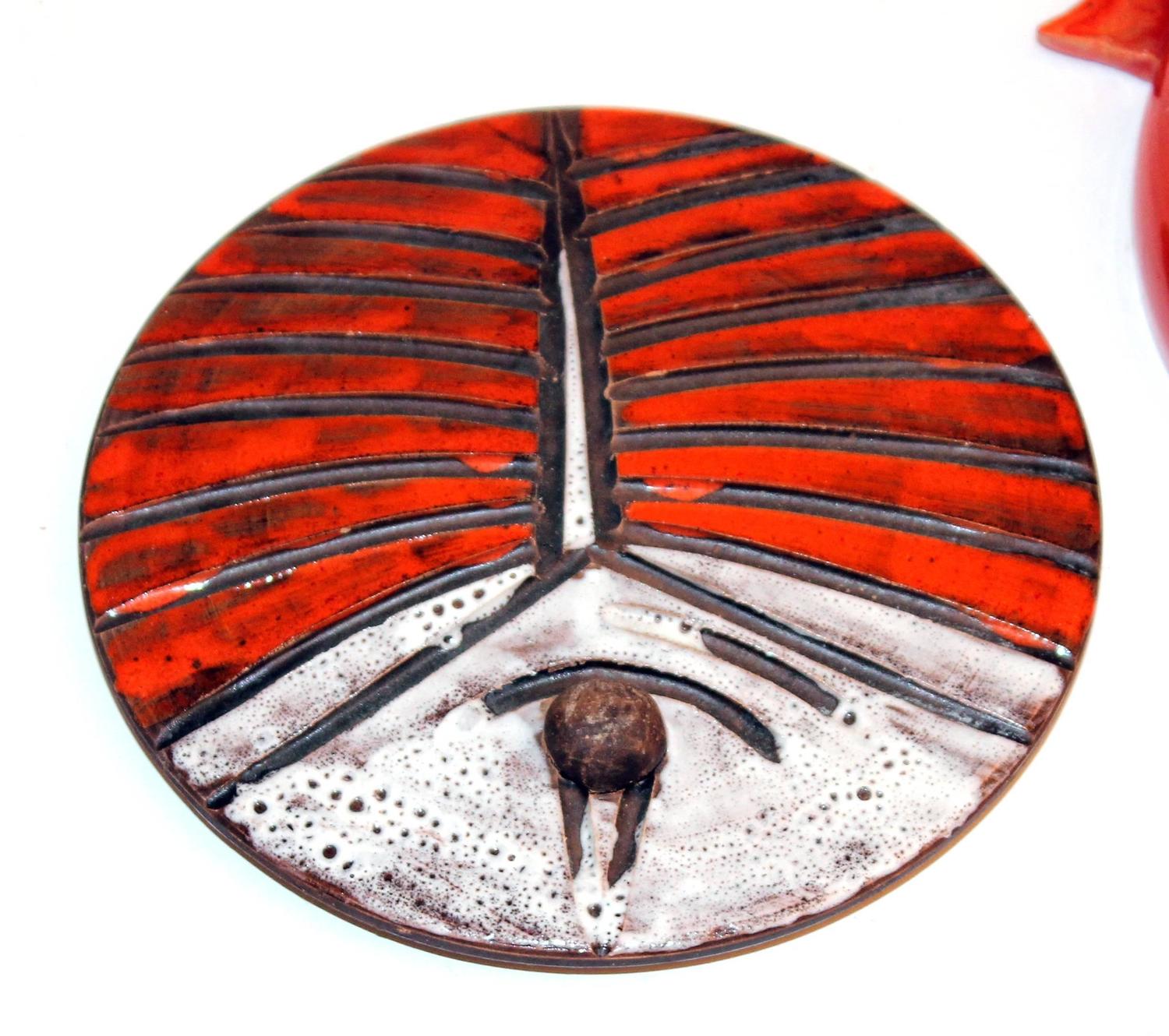 Vintage French Vallauris Pottery Flat Fish Covered Candy Dish at 1stdibs