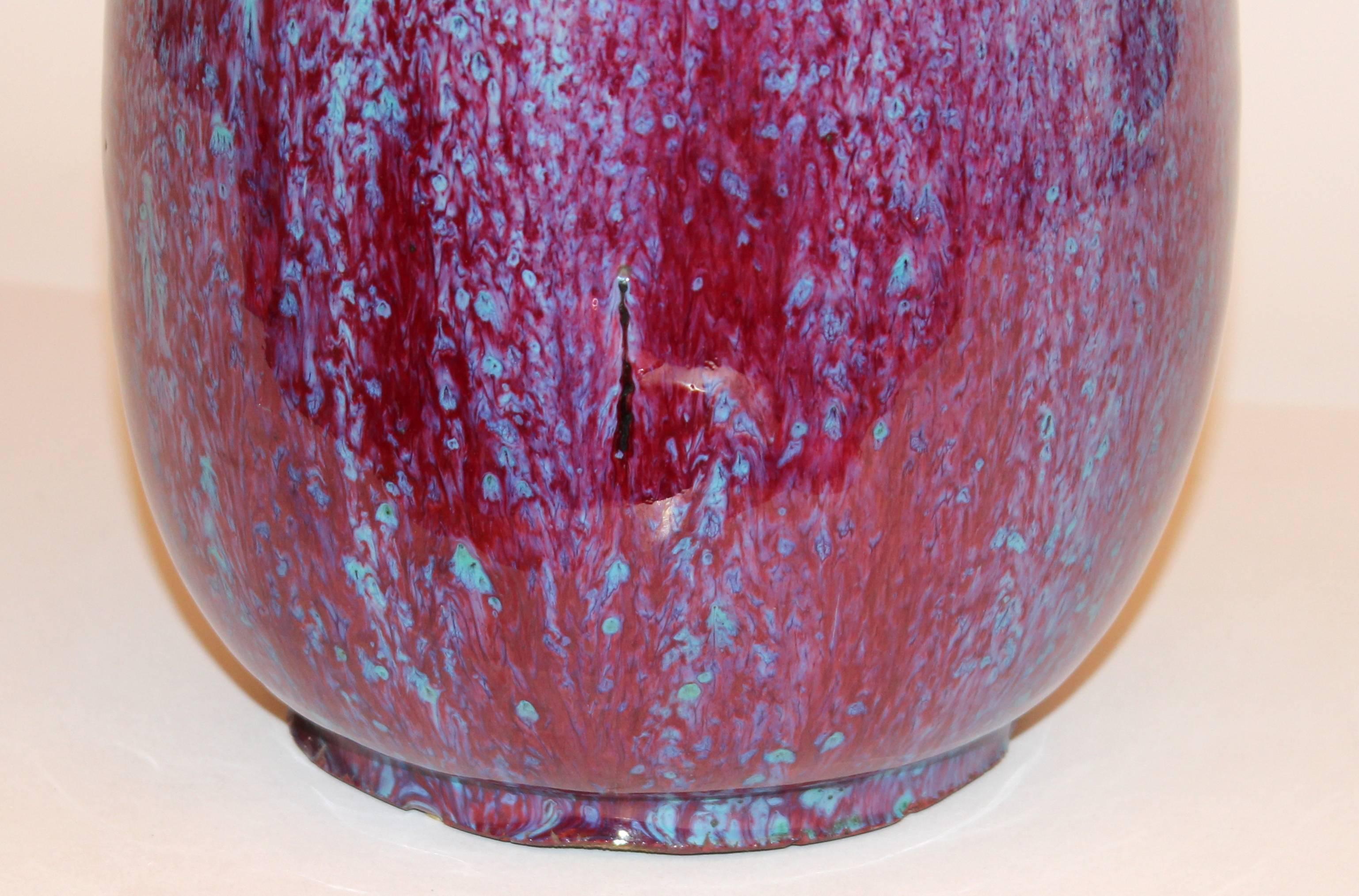 Stoneware Antique Japanese Flambé Glaze Vase
