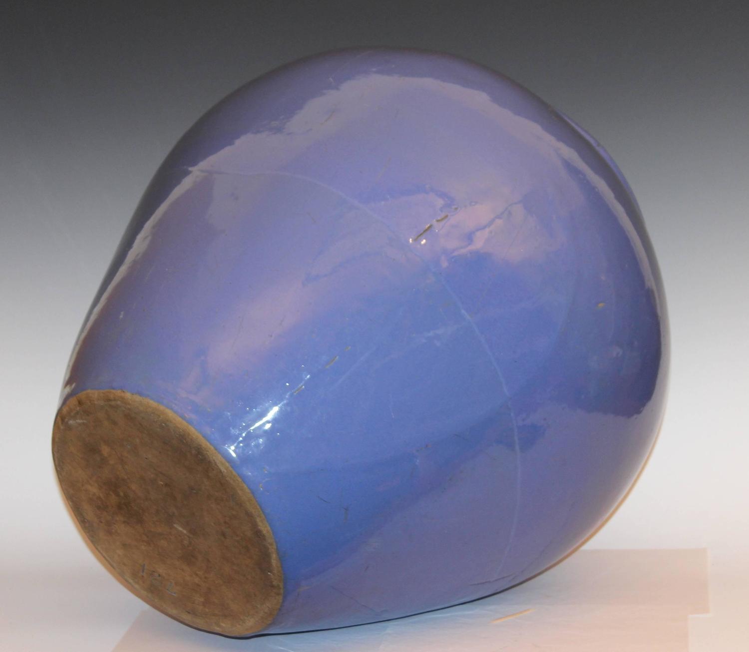 Huge Zanesville Pottery for Nowalk, CT Old Pot Shop Periwinkle Blue Urn