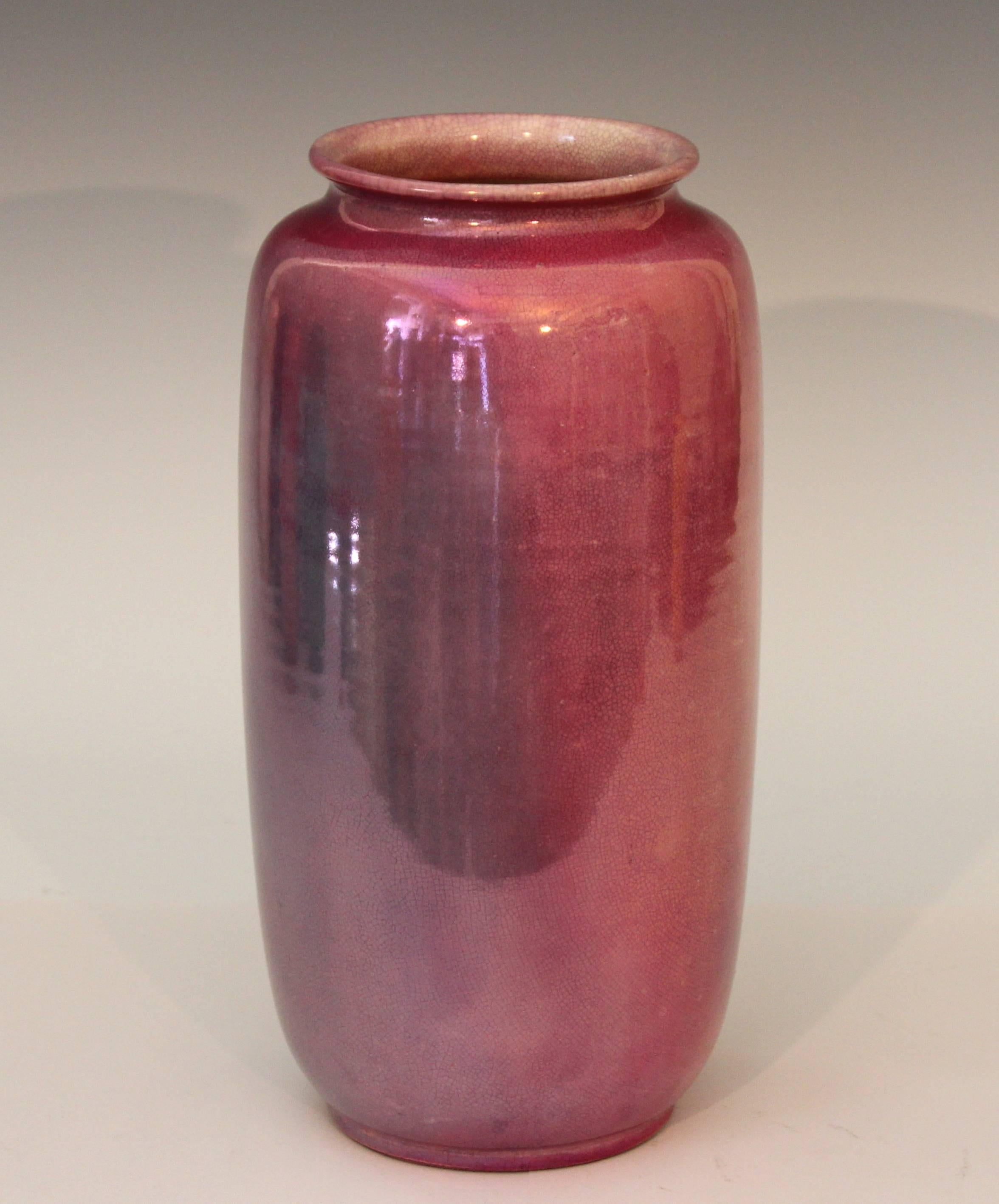 Art Nouveau Awaji Pottery Purple Luster Tea Cannister Jar Vase
