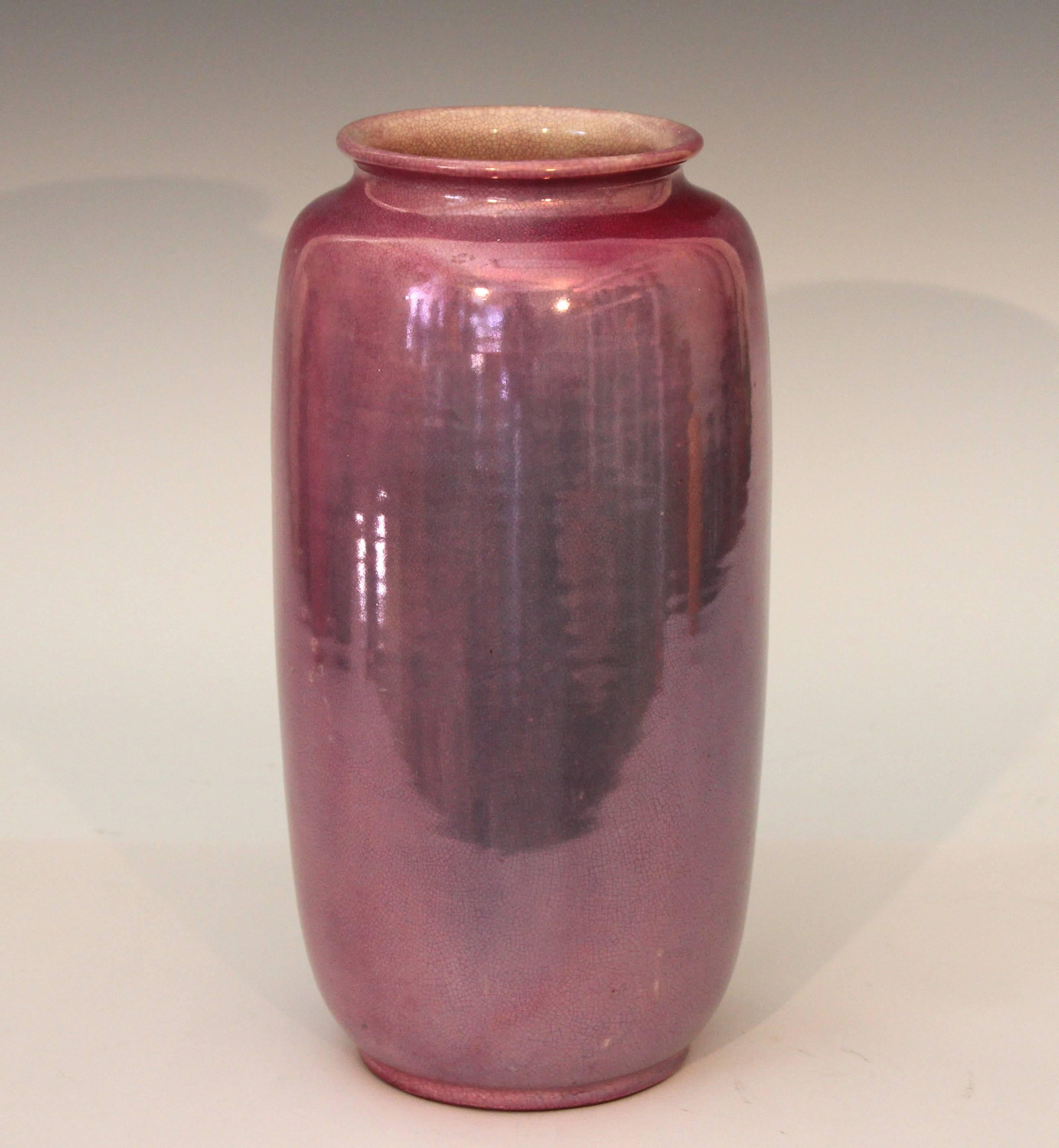 Japanese Awaji Pottery Purple Luster Tea Cannister Jar Vase