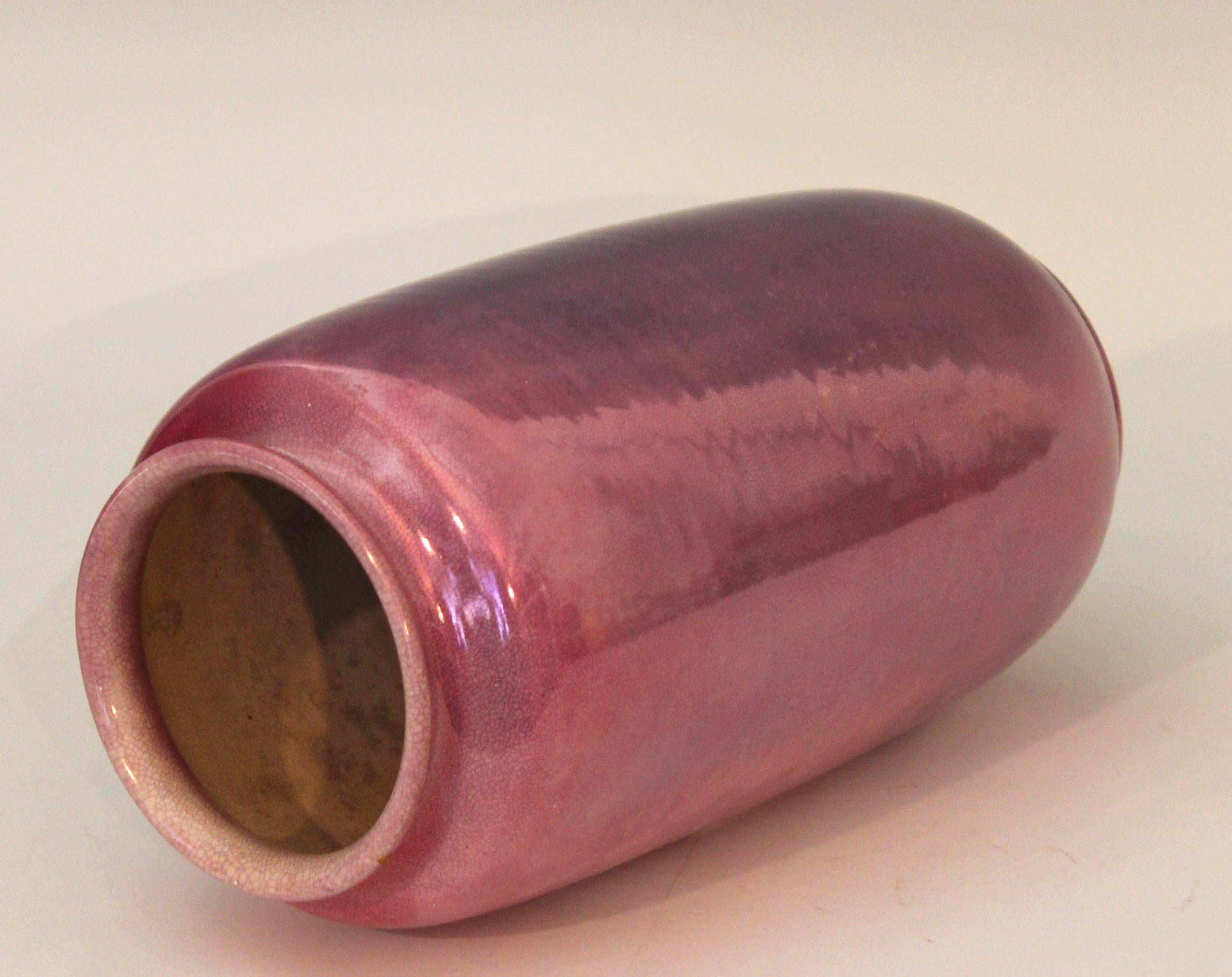 Turned Awaji Pottery Purple Luster Tea Cannister Jar Vase