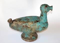 Vintage Italian Pottery Blue Lava Scavo Glaze Raymor Duck Bird Figure