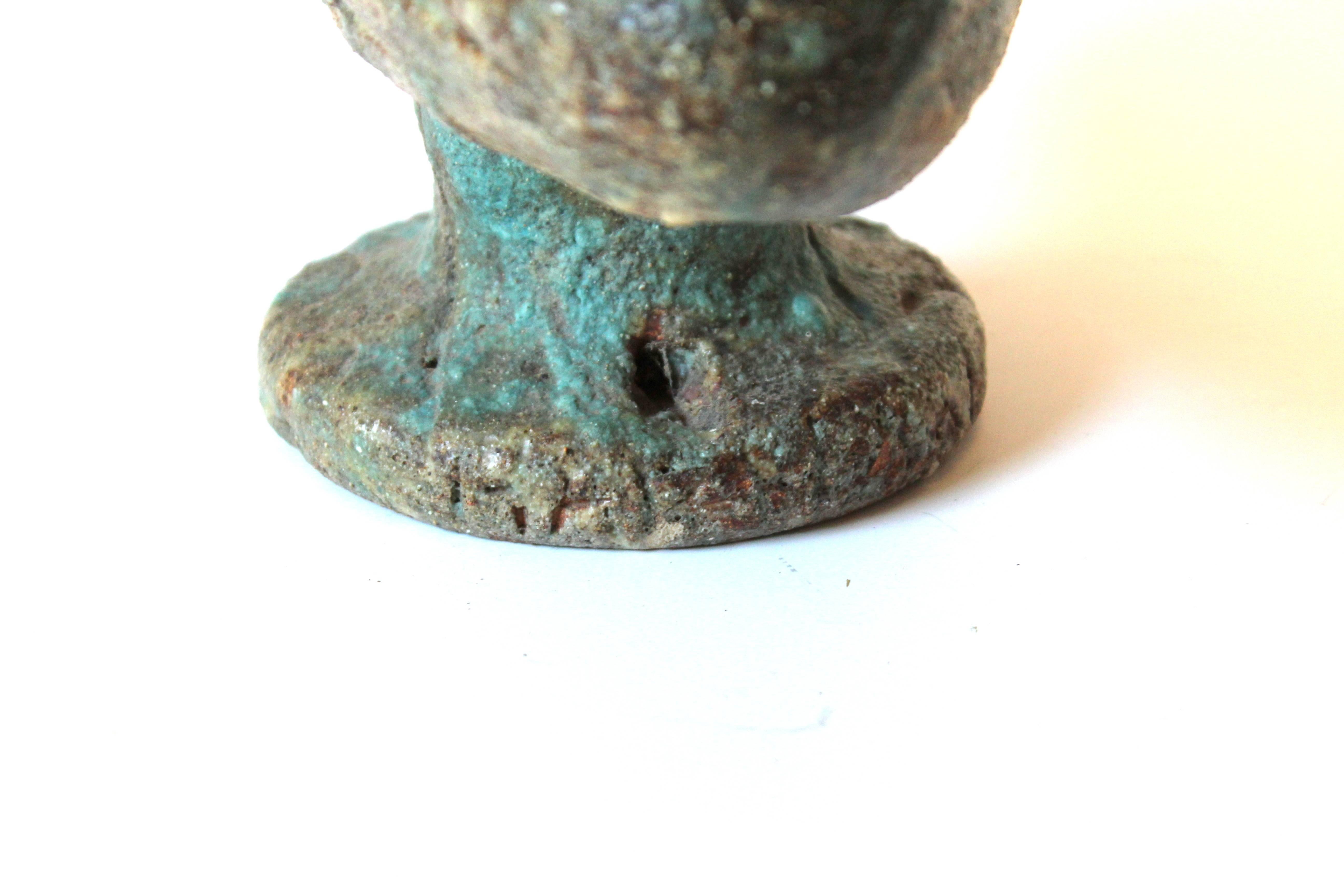 Vintage Italian Pottery Blue Lava Scavo Glaze Raymor Duck Bird Figure 2