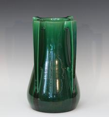 Large Awaji Pottery Architectural Vase with Four Buttress Handles