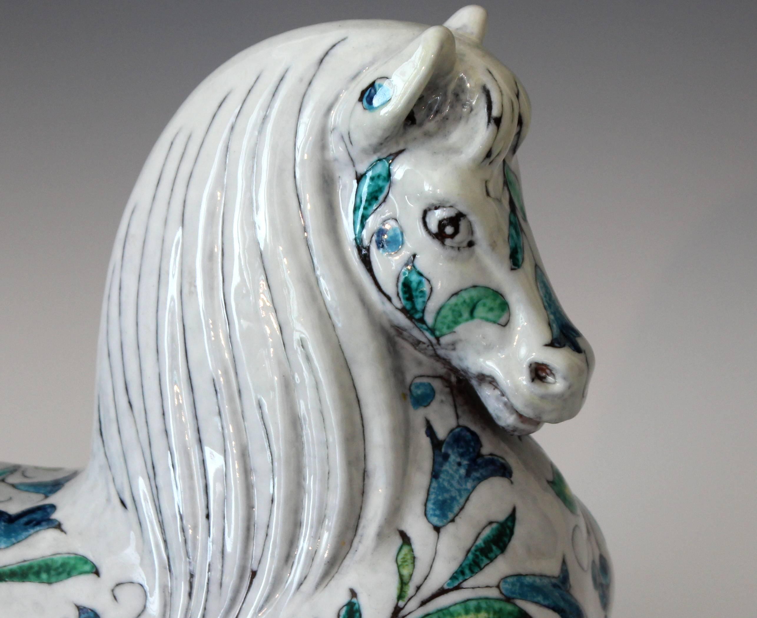 Modern Big 1960's Vintage Mancioli Italian Pottery Horse Figure Sculpture