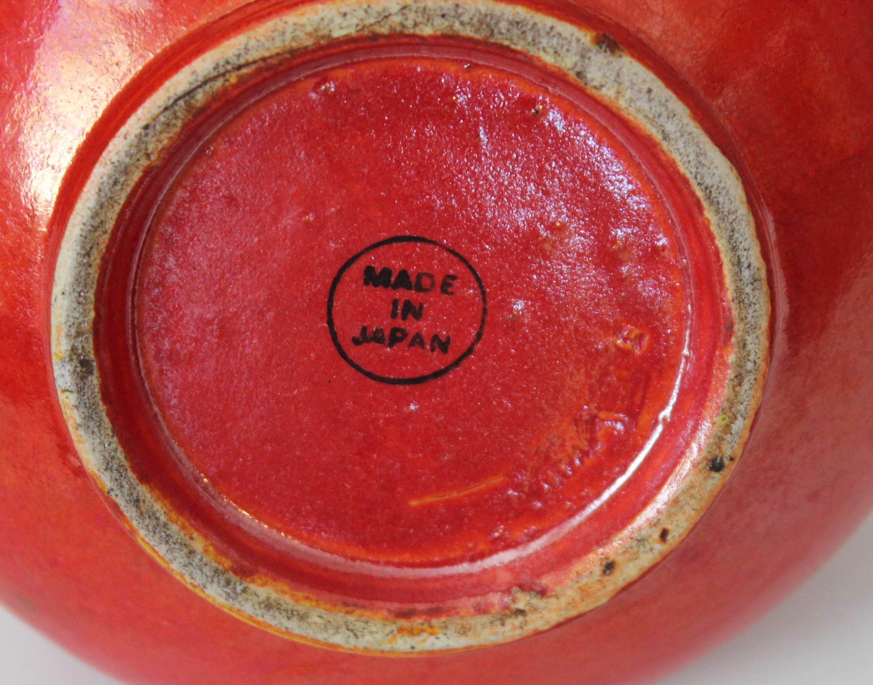 Mid-20th Century Awaji Pottery Art Deco Vase in Crystalline Chrome Red Glaze