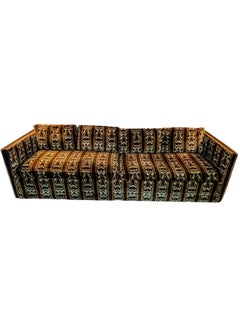 Vintage MCM Tuxedo Sofa Jack Lenor Larsen Velvet Fabric Attr Milo Baughman 96"