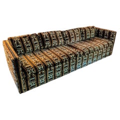 Vintage MCM Tuxedo Sofa Jack Lenor Larsen Velvet Fabric Attr Milo Baughman 96"