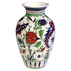 Große antike italienische Keramikvase im osmanisch-türkischen Iznik-Stil von Cantagalli, 12"