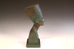 Share Vintage Queen Nefertiti Egyptian Plaster Bronze Figure Statue Large 14"