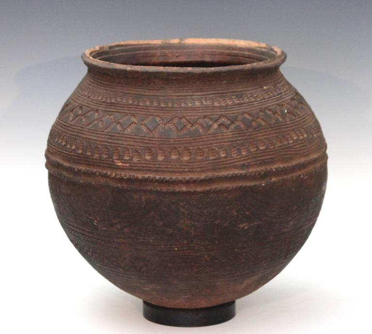 Nigerian African Terracotta Pottery  Storage Jar Impressed 