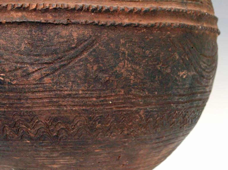 Nigerian African Terracotta Pottery Storage Jar Impressed and Incised