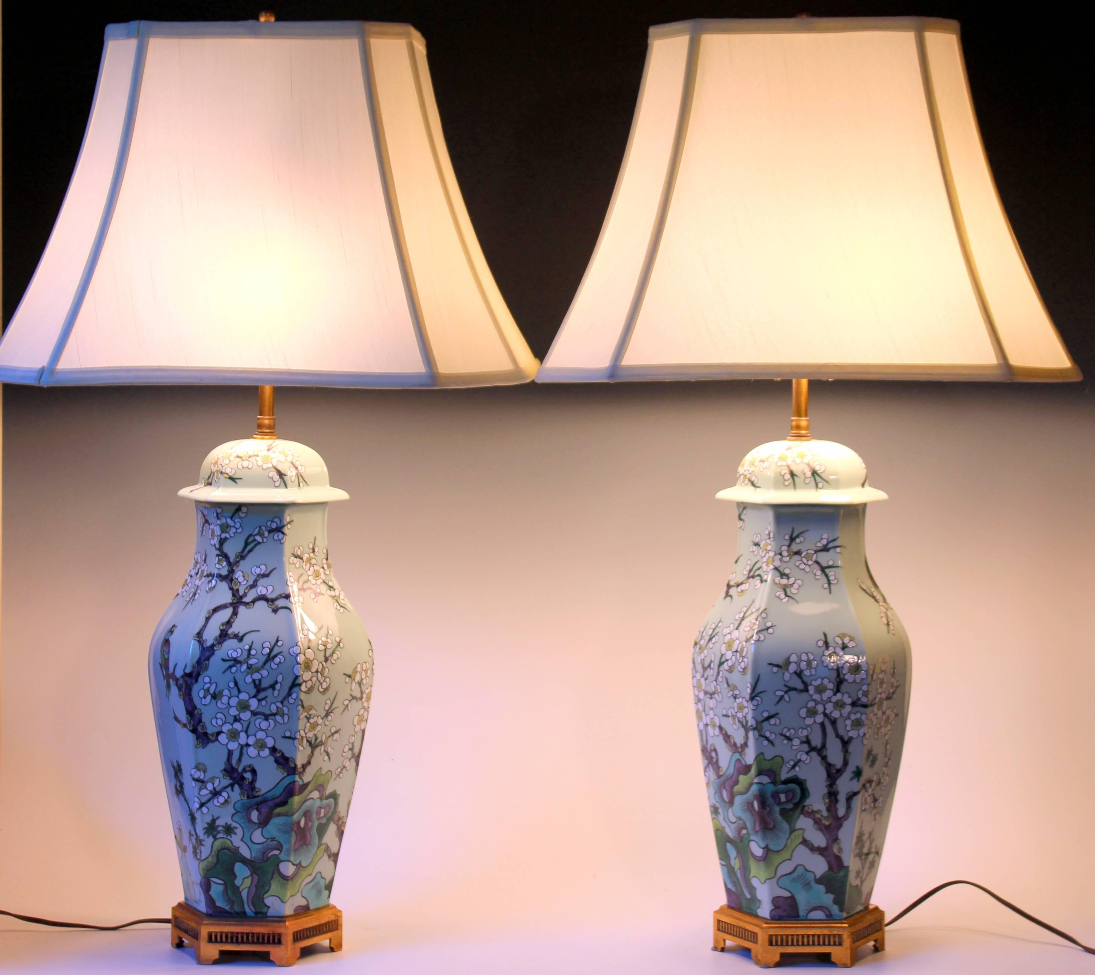 Paul Hanson Mid-Century Chinese Porcelain Style Celadon Chinoiserie Lamps, Pair 4