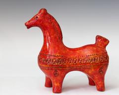 Bitossi Vintage Italian Atomic Rimini Red Art Pottery Horse Figure