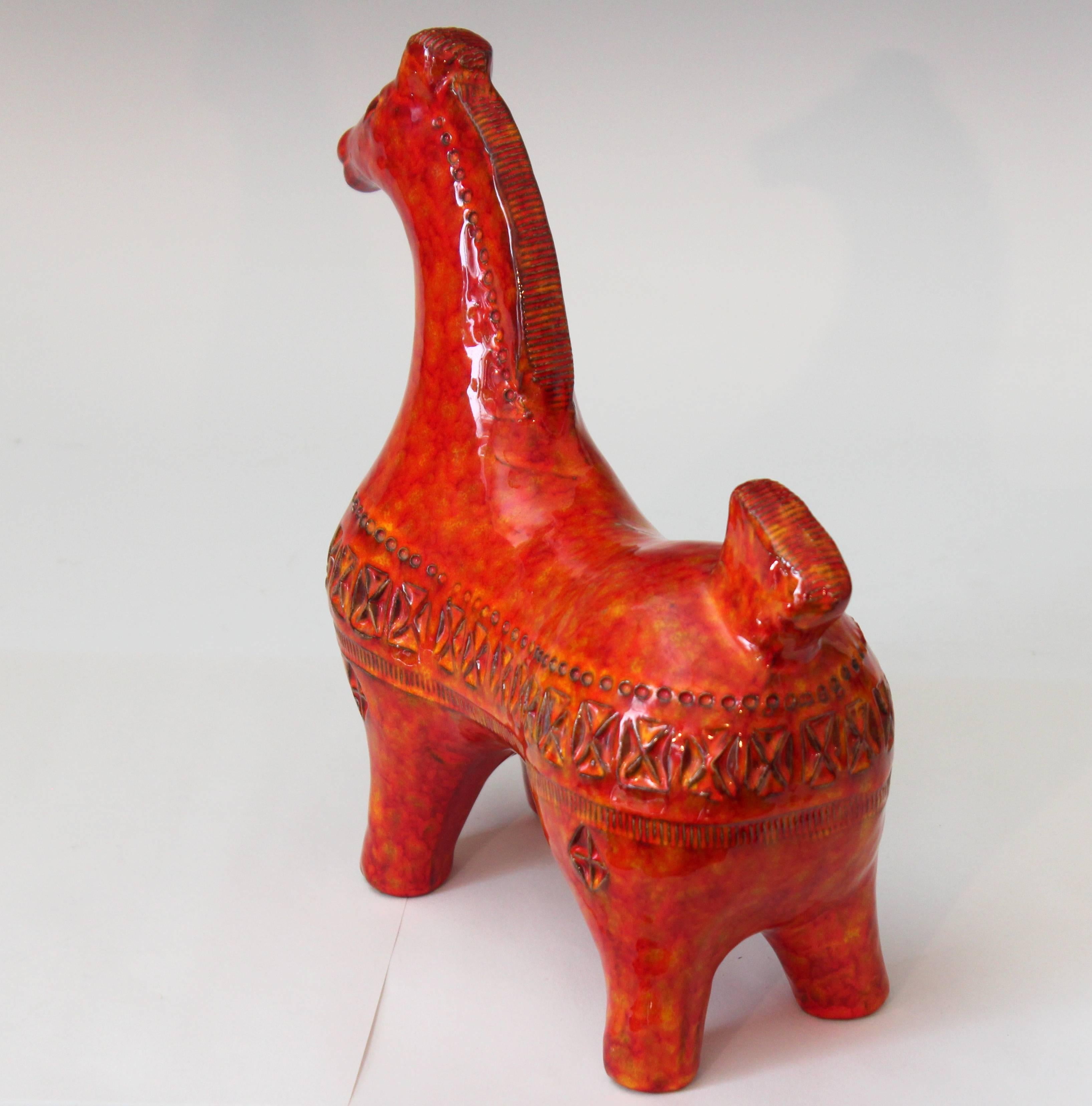 Mid-20th Century Bitossi Vintage Italian Atomic Rimini Red Art Pottery Horse Figure