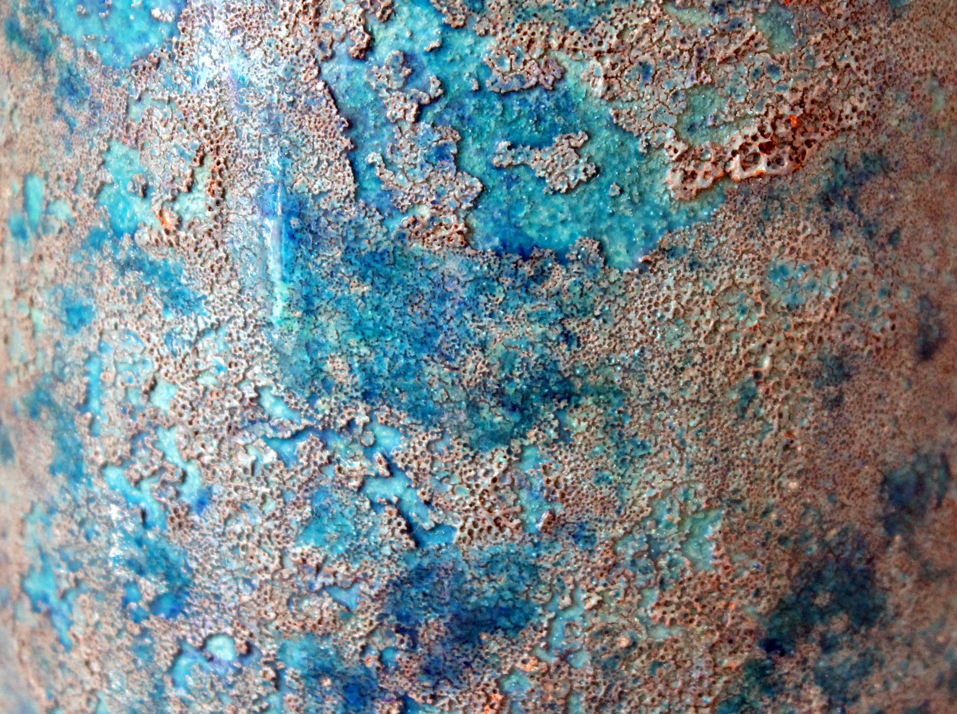 Vintage Bitossi Cinese Blue Decor Lava Italian Art Pottery Vase 1