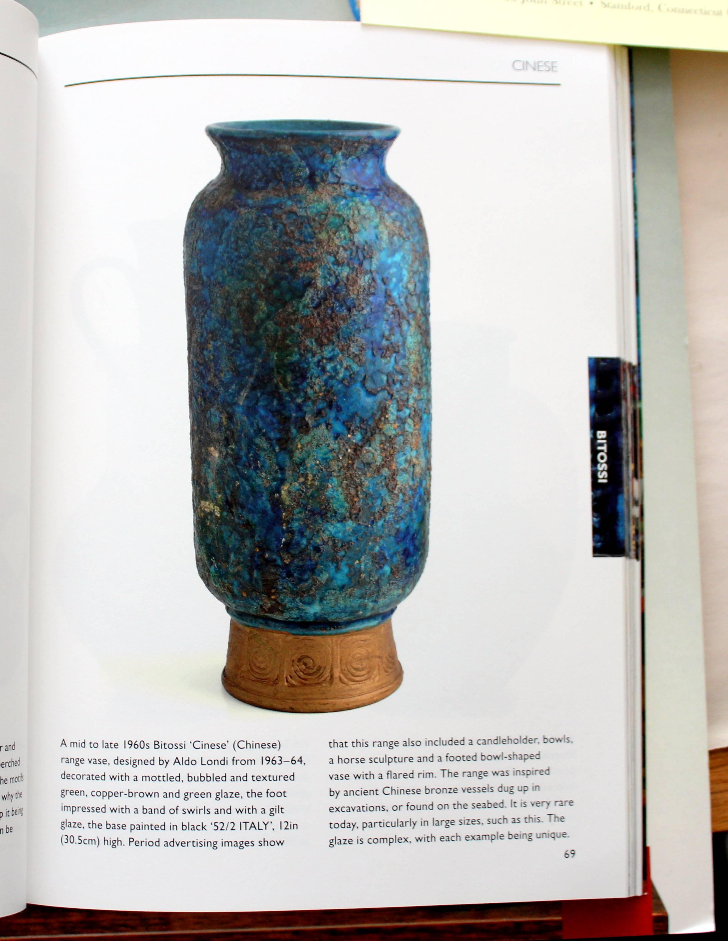 Vintage Bitossi Cinese Blue Decor Lava Italian Art Pottery Vase 2