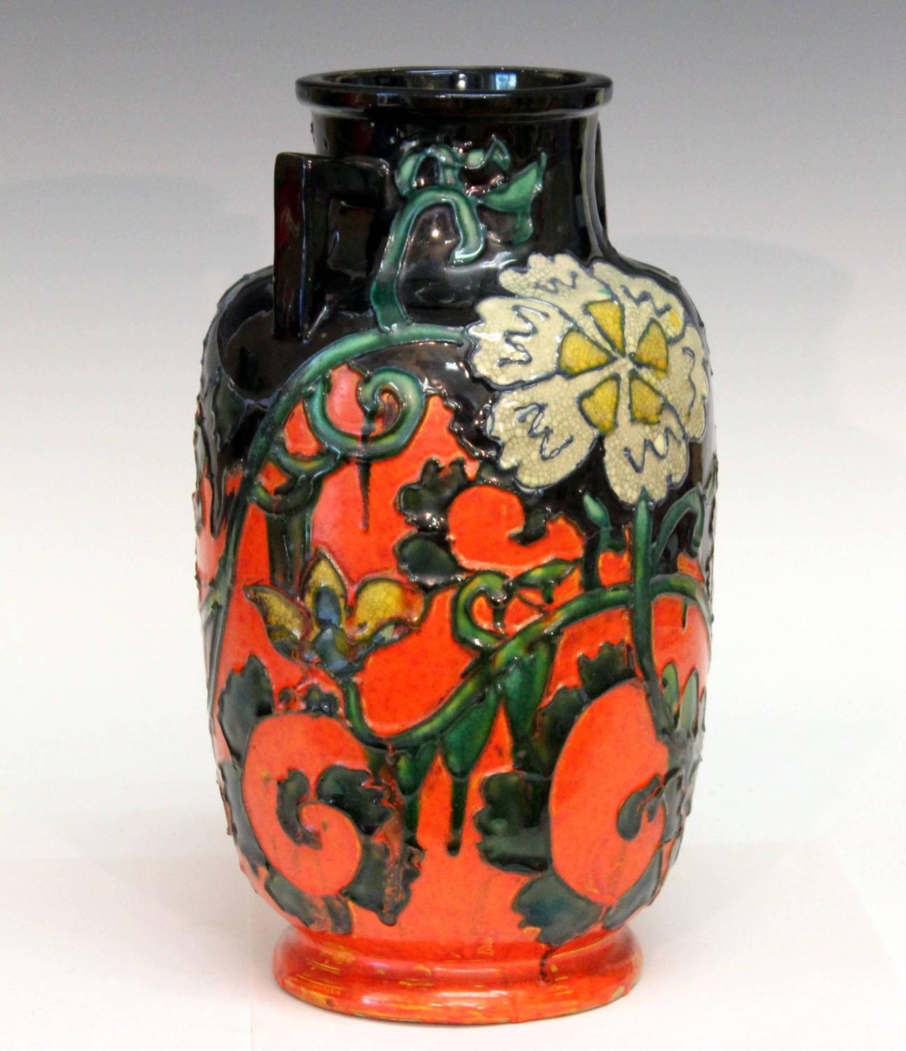 Awaji Pottery Japanese Art Deco Pottery Vase For Sale at 1stdibs