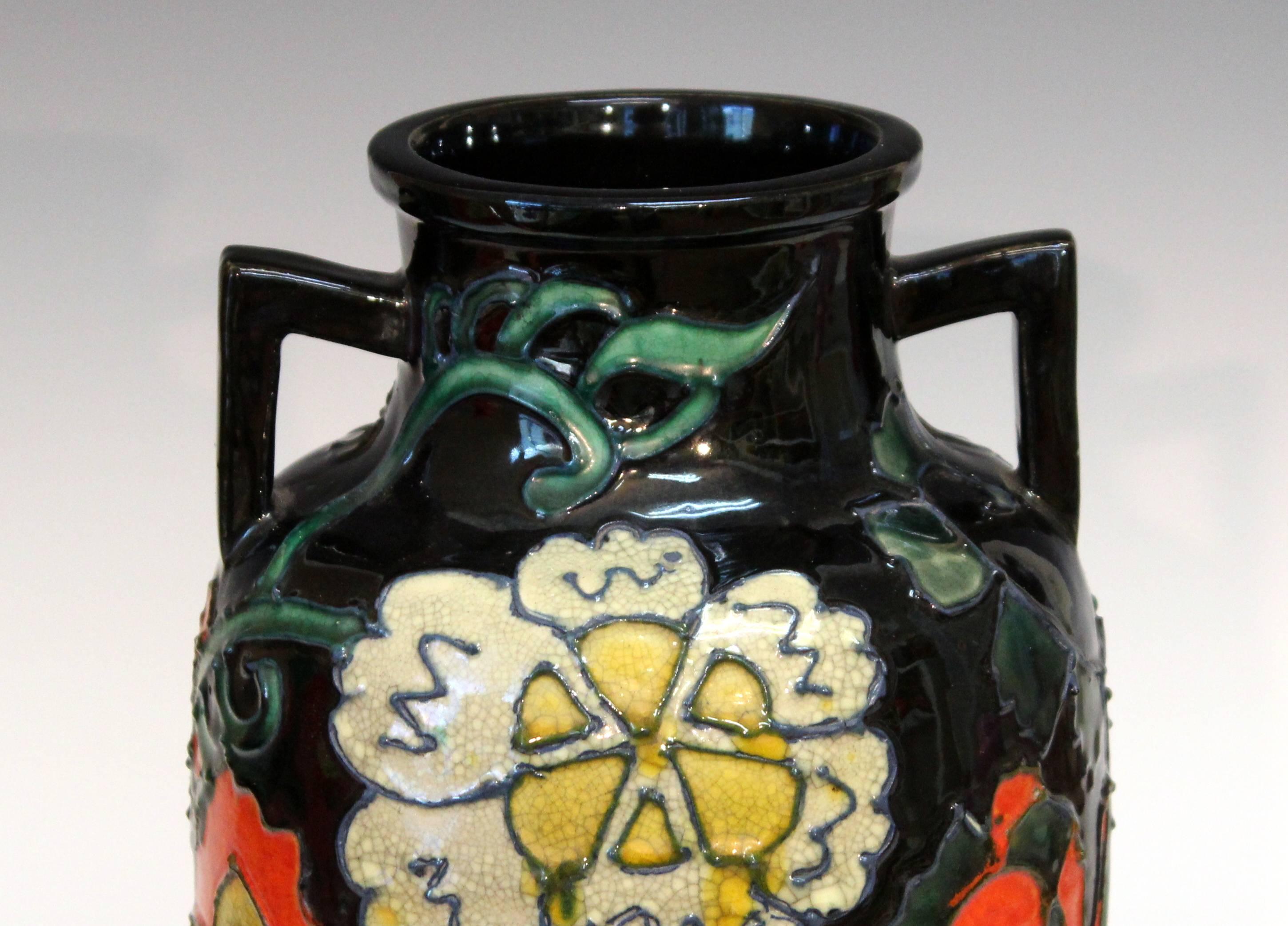 Mid-20th Century Awaji Pottery Japanese Art Deco Pottery Vase