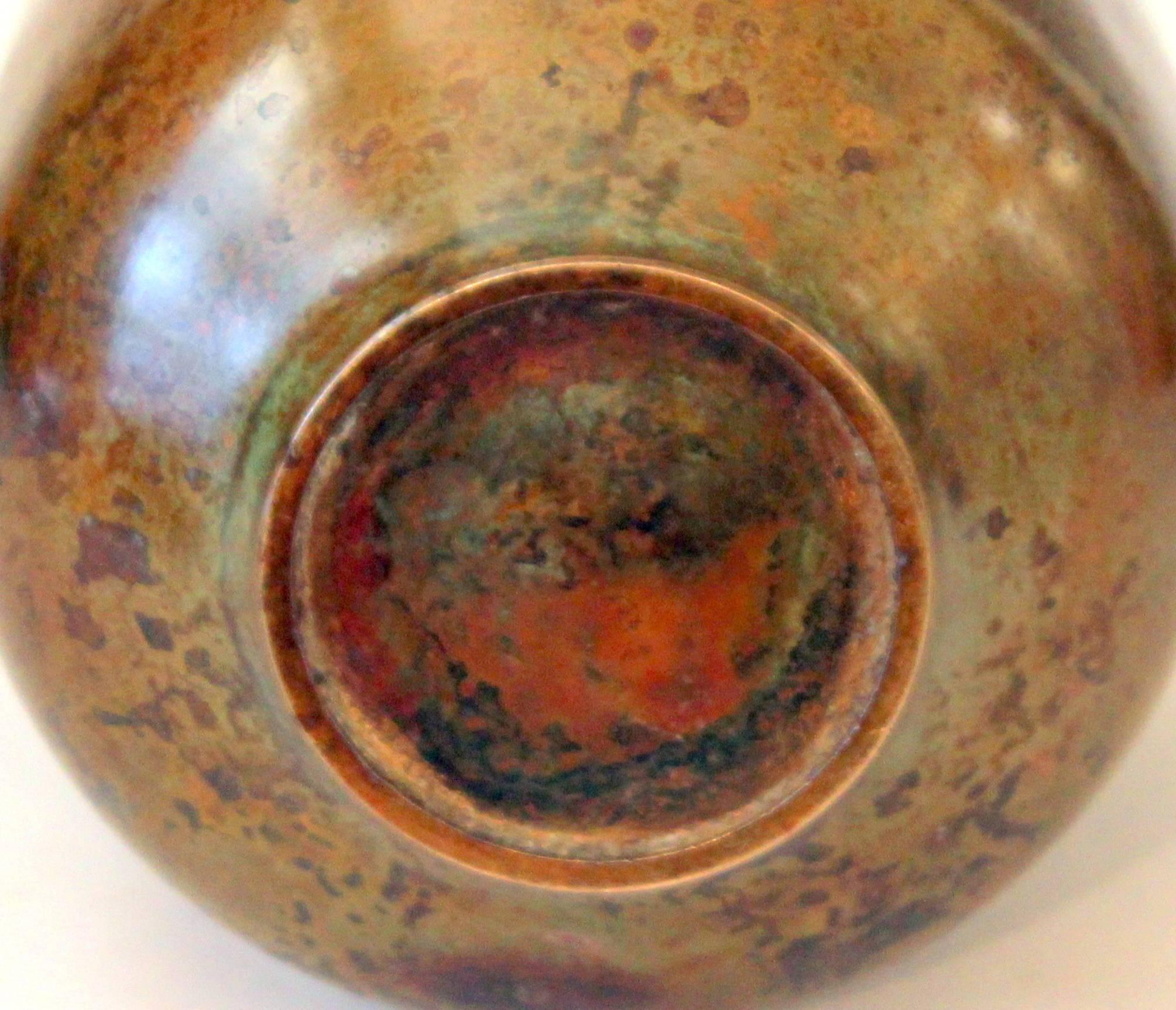 Mid-20th Century Vintage Japanese Bronze Patinated Bottle Vase