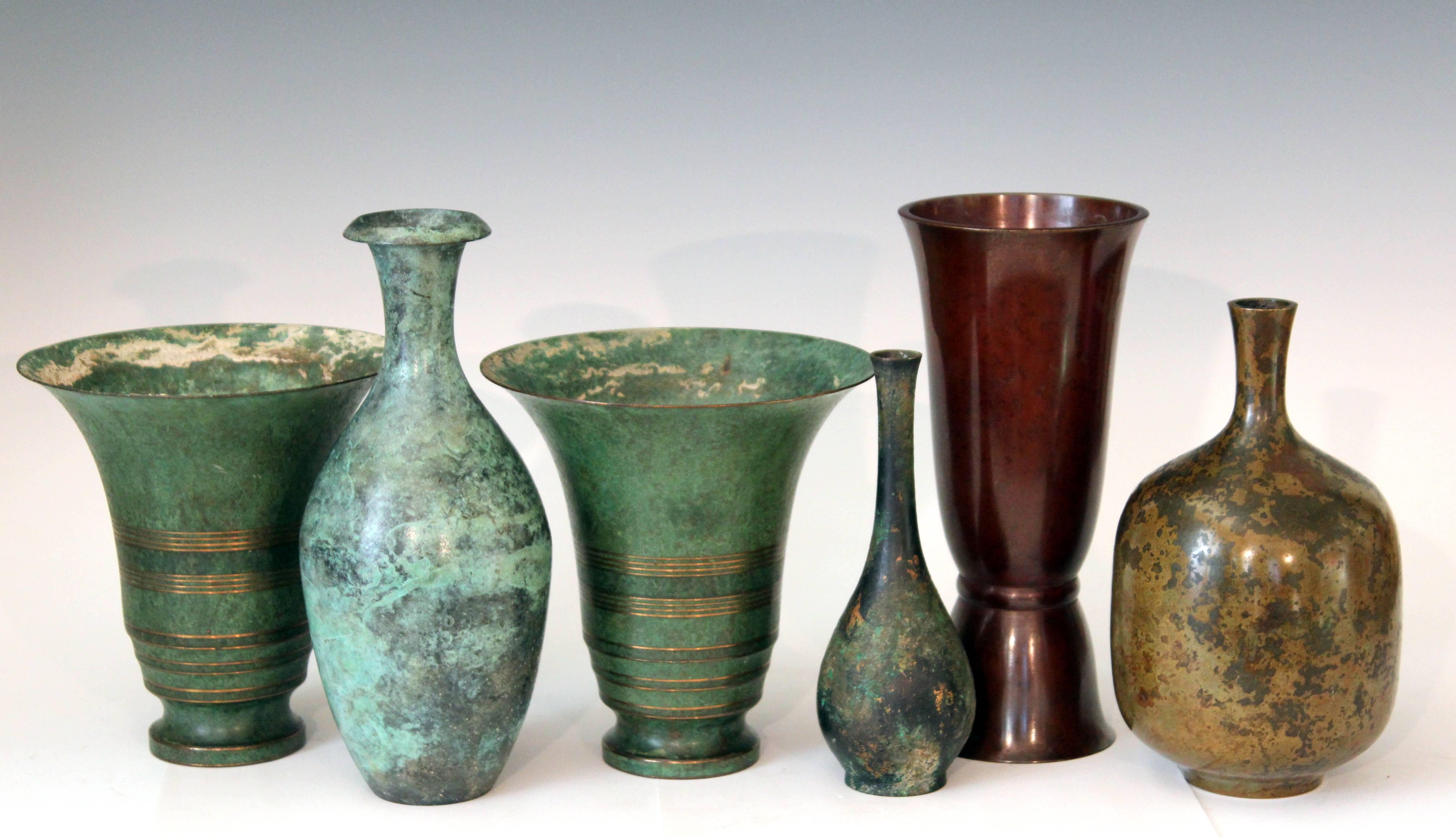 Vintage Japanese Bronze Patinated Bottle Vase 4