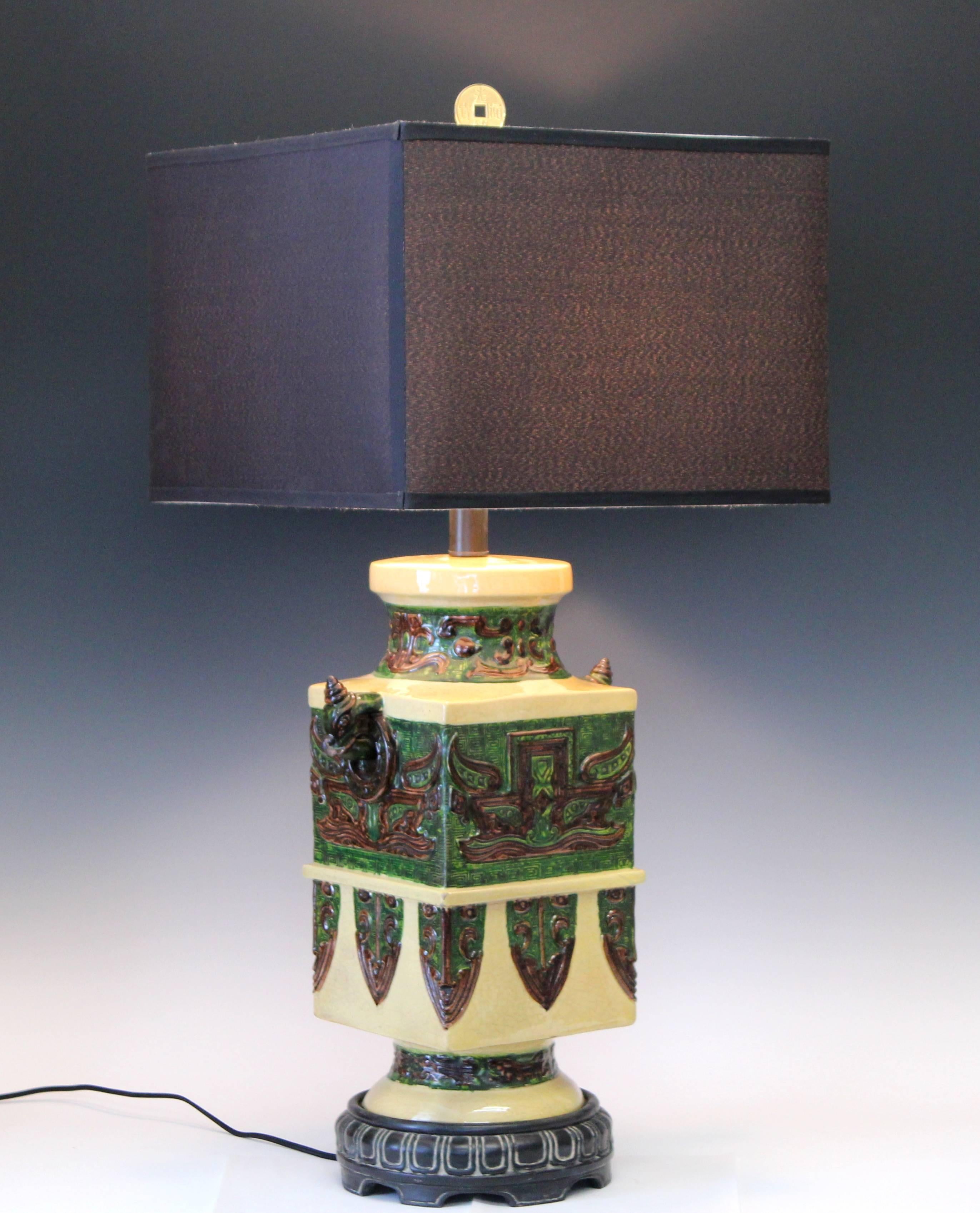 Zaccagnini Vintage Italian Pottery Ming Style Lamp 4