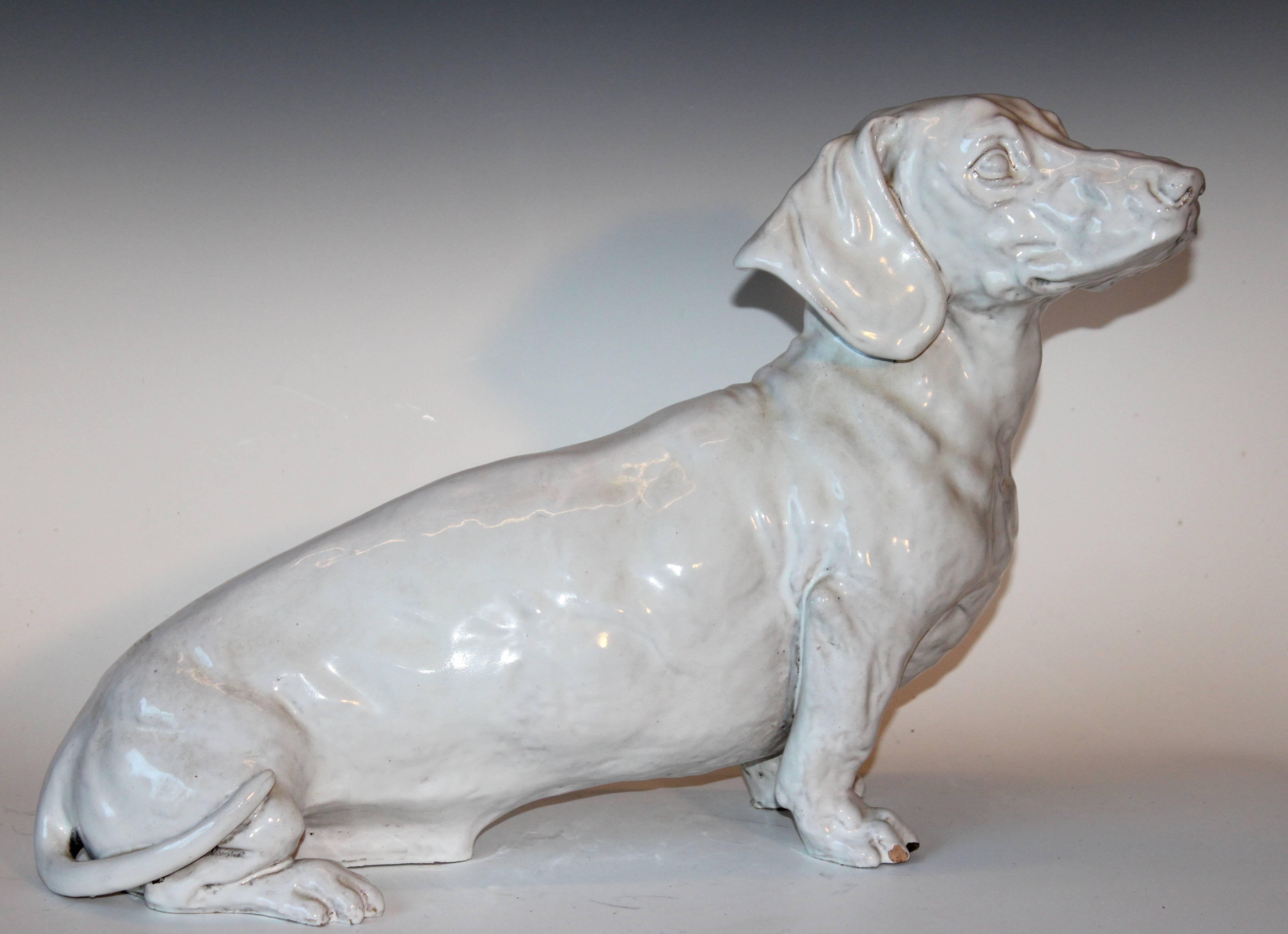 20th Century Dachshund Lifesize Vintage Italian Pottery Dog Figure Sculpture