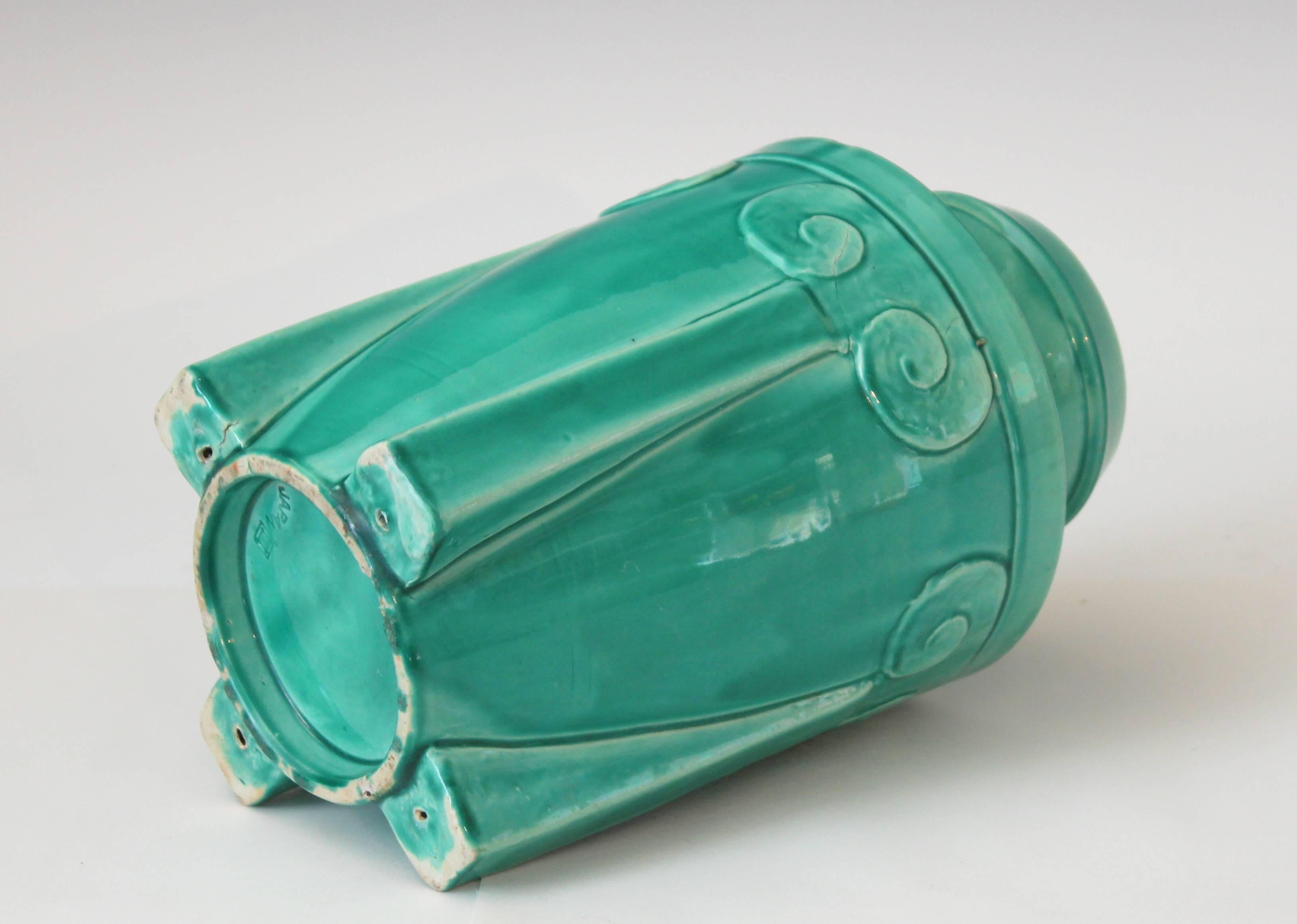 Early 20th Century Awaji Pottery Japanese Art Deco Rocket Form Vase For Sale