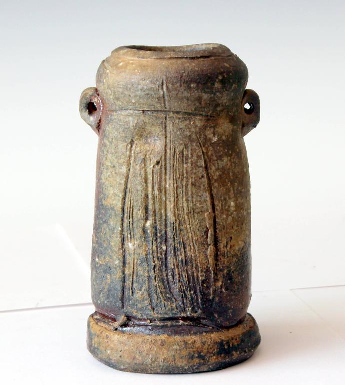 Vintage Bizen Signed Old Japanese Tea Ceremony Pottery Ikebana Flower Vase at 1stDibs