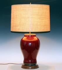 Antique Chinese Porcelain Oxblood Flambe Large Vase Lamp