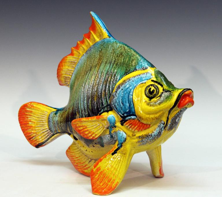 Large Vintage Italian Pottery Fish Figure Sculpture Mancioli Raymor at ...