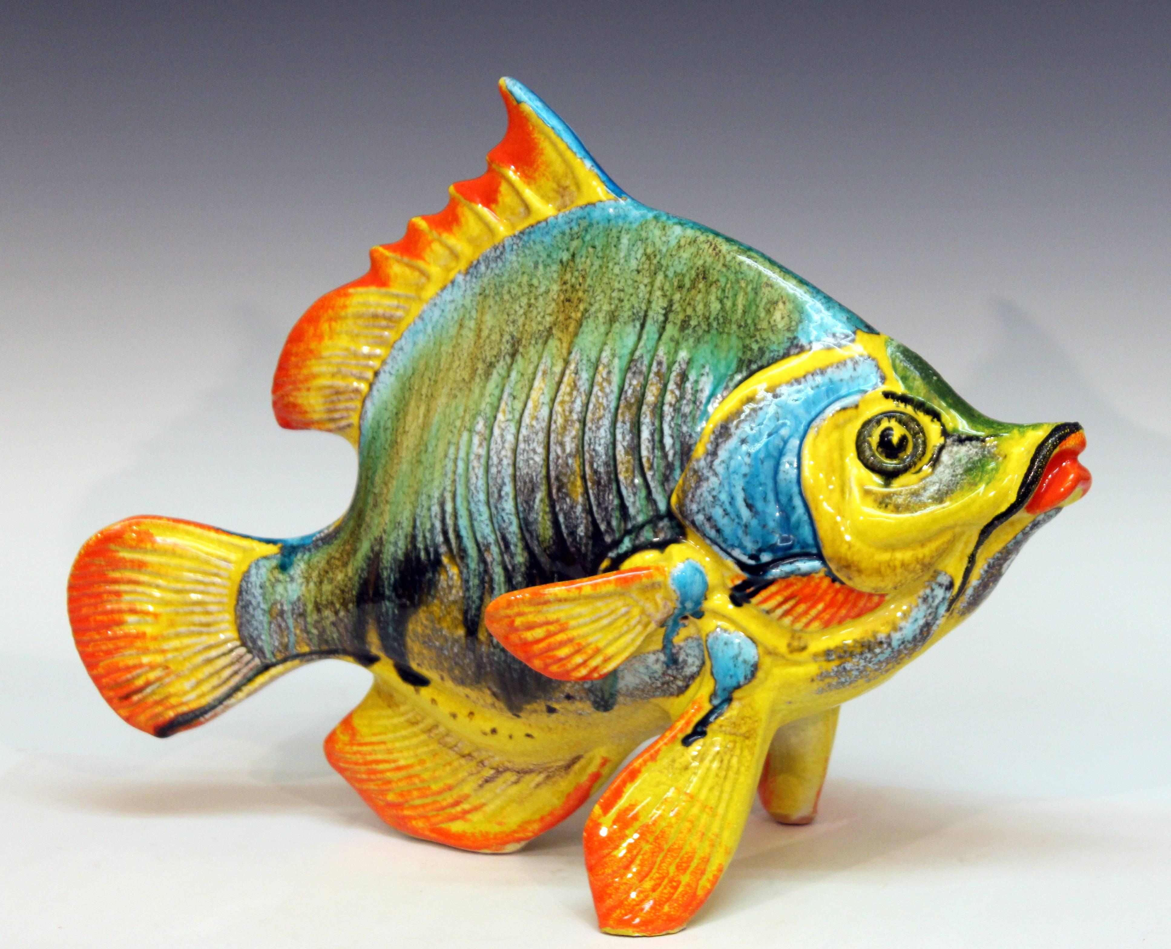 Large Vintage Italian Pottery Fish Figure Sculpture Mancioli Raymor 1