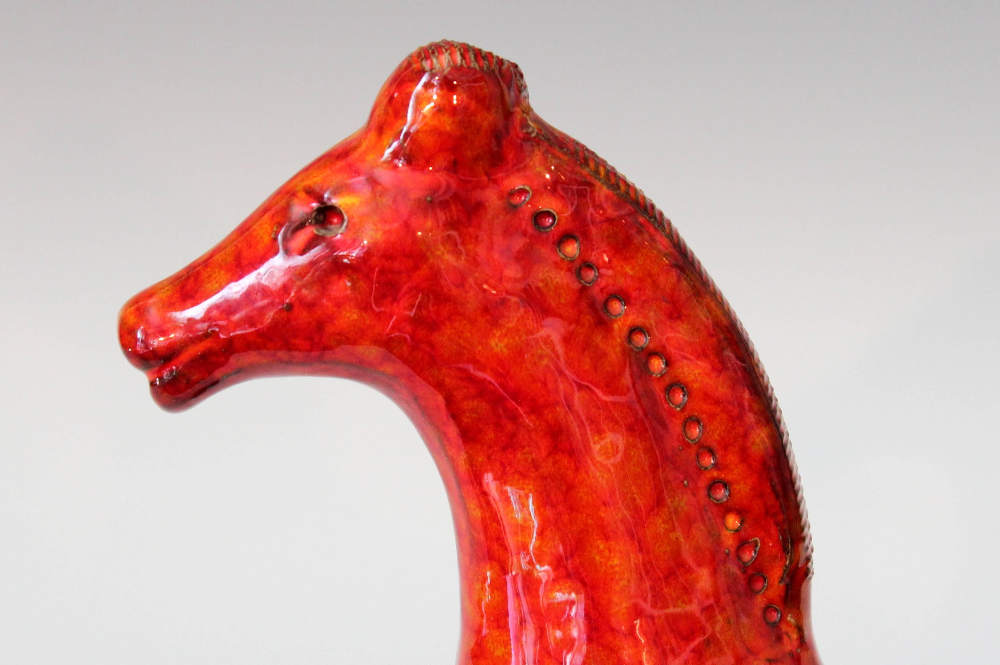 Bitossi Vintage Italian Atomic Rimini Red Art Pottery Horse Figure 3