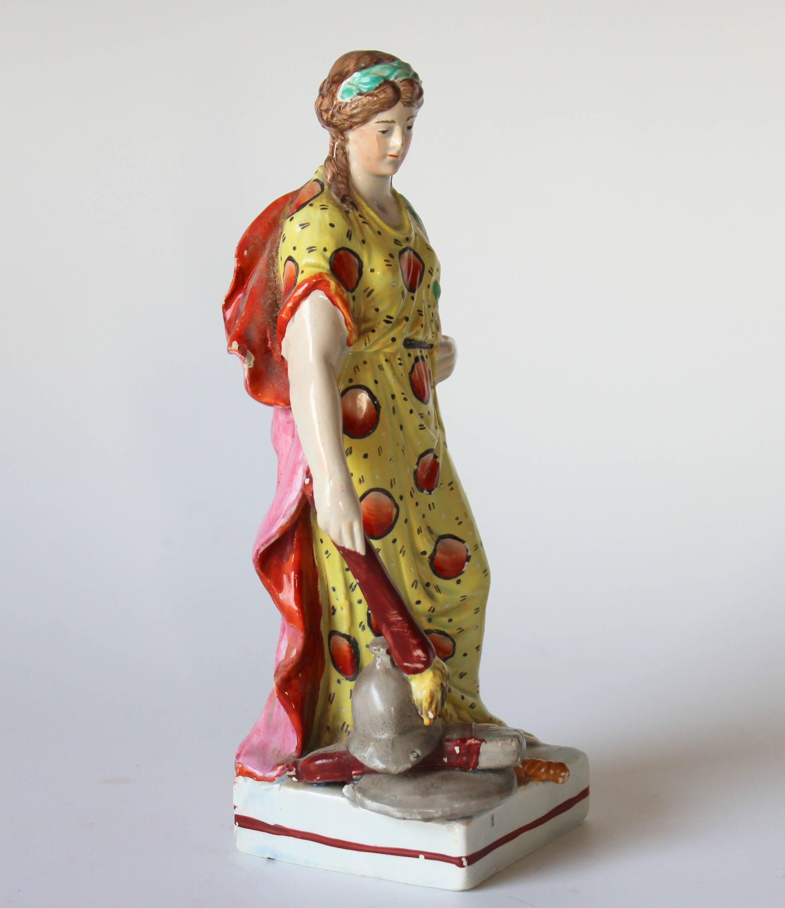 Classical Greek Antique English Staffordshire Pearlware Lady Victory Figure