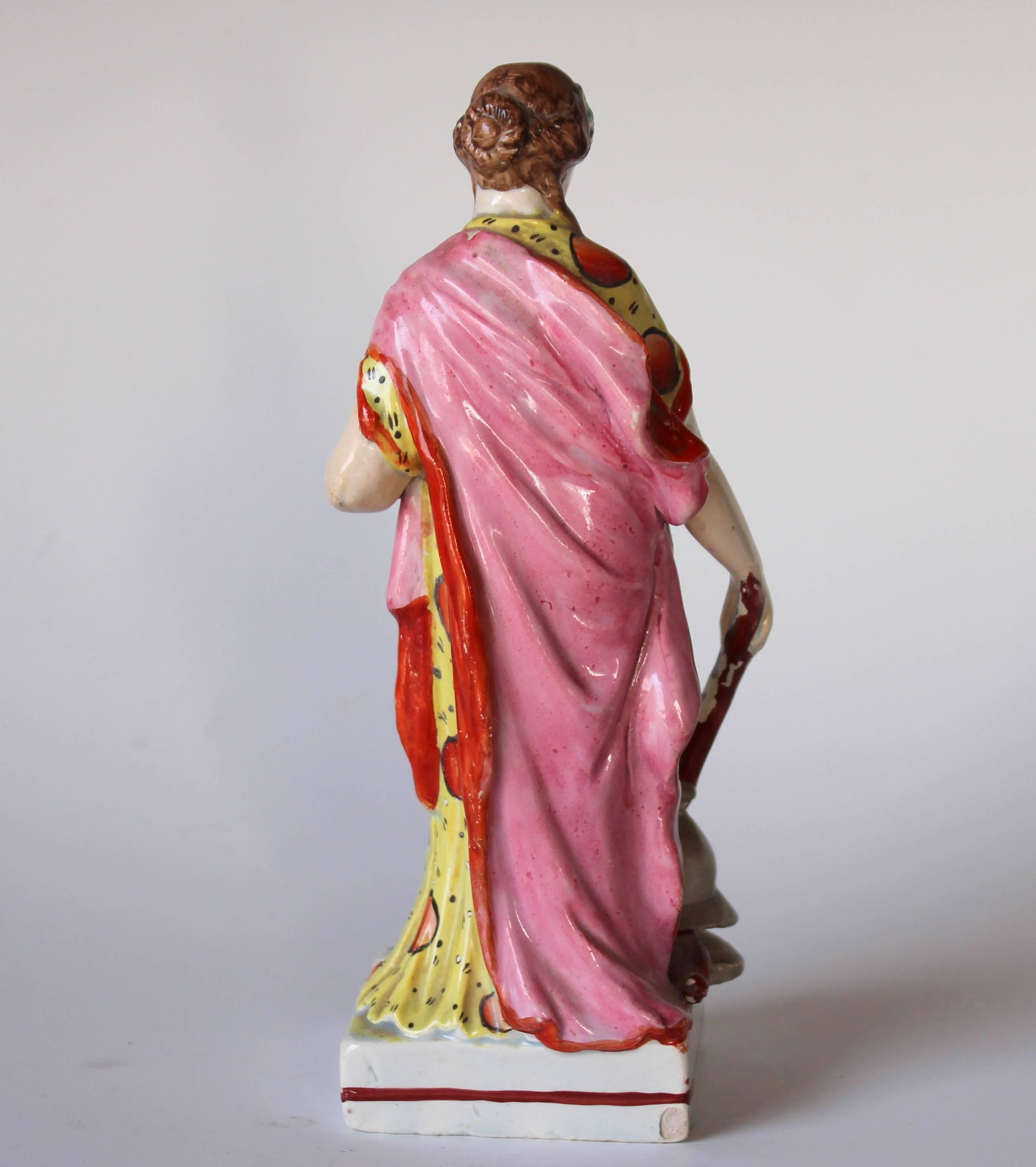 Molded Antique English Staffordshire Pearlware Lady Victory Figure