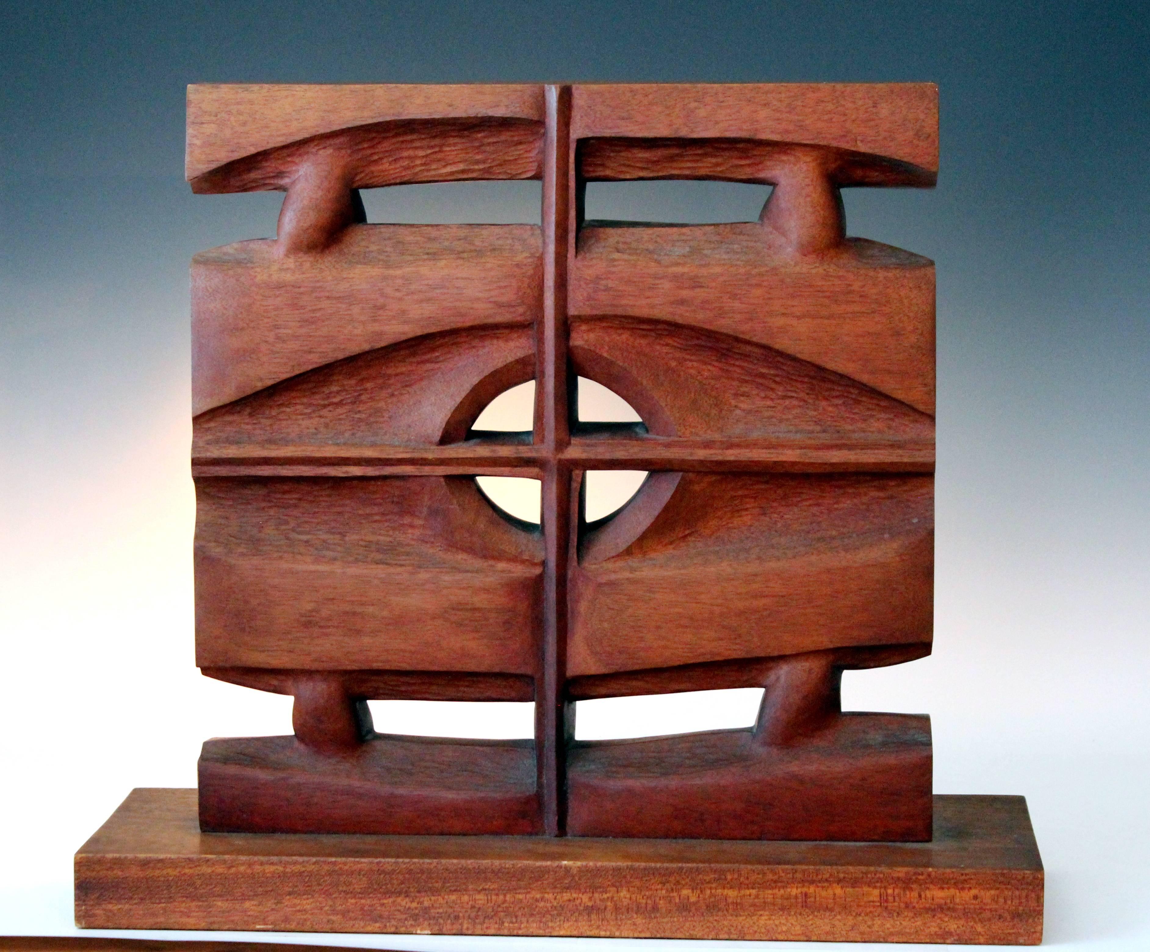 Jane McClintock Totemic Carved Mahogany Sculpture - 